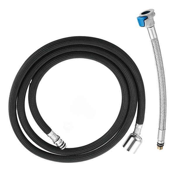 צינור לברז נשלף בד מחוזק + חיבור אוניברסלי 1.5 מטר שחור