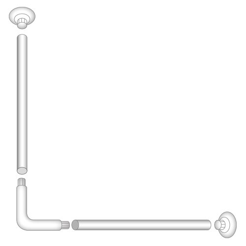 מוט אלומיניום לוילון אמבט פינתי 80 ס"מ (דגם L) לבן