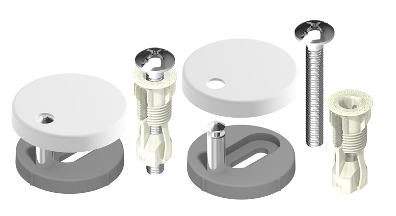 סט ברגים מנירוסטה + רוזטות למושב אסלה