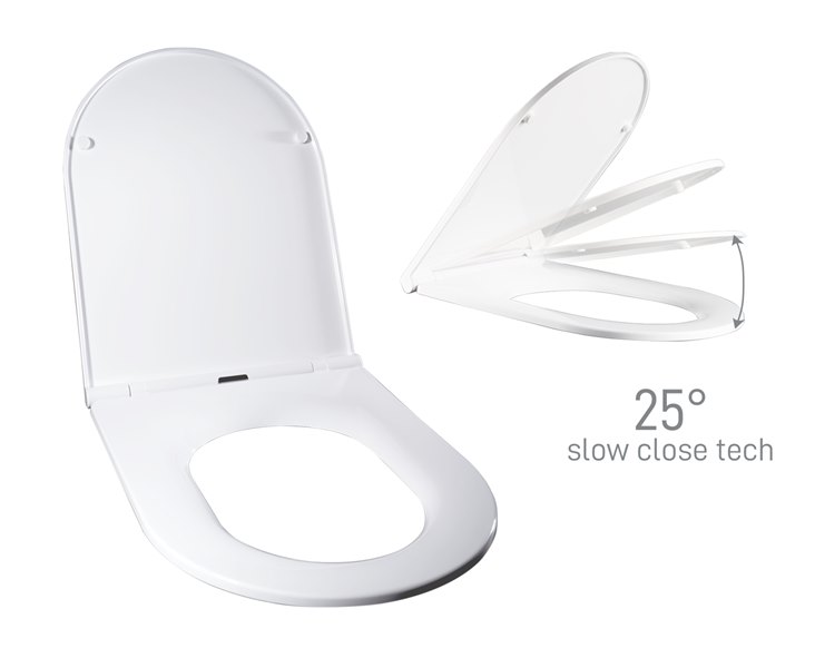 מושב אסלה טריקה שקטה לאסלה ישרה התקנה עילית לבן Ultra