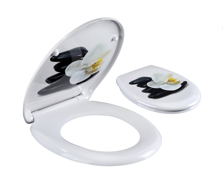 מושב אסלה טריקה שקטה התקנה עילית נחל+פרח לבן