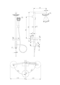 ערכת פינוק למקלחת אלומיניום 110 ס״מ רביד לבן