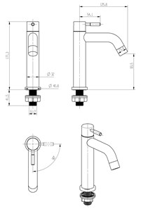 ברז פרח מים קרים שחור מט AQUILA