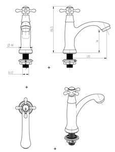 ברז פרח מים קרים כרום ניקל AQUILA