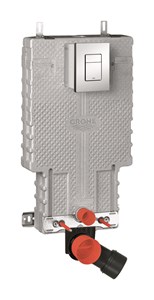 מיכל הדחה סמוי לקיר בלוקים + לחצן מרובע כרום ניקל