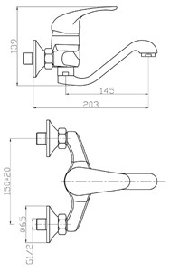 ברז קיר נמוך ATLANTIC כרום ניקל AQUILA
