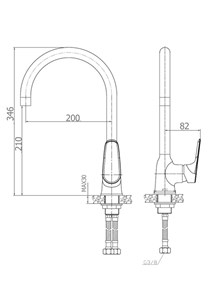 ברז פרח מעוגל גבוה KURIZA כרום ניקל AQUILA