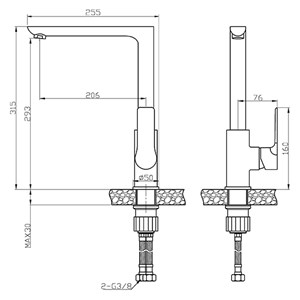 ברז פרח גבוה BRANT כרום AQUILA PREMIUM