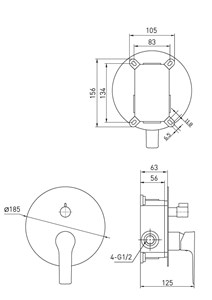 אינטרפוץ 4 דרך עם קופסת הגנה PAGALO כרום AQUILA PREMIUM