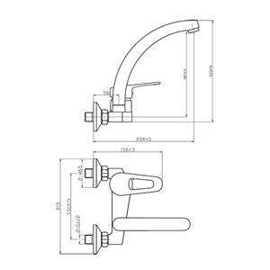 ברז קיר גבוה CAPINERA שחור מט AQUILA