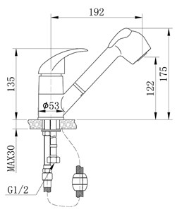 ברז מטבח נשלף ישר MONTE כרום ניקל AQUILA