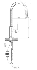 ברז מטבח נשלף גבוה BELL כרום ניקל AQUILA