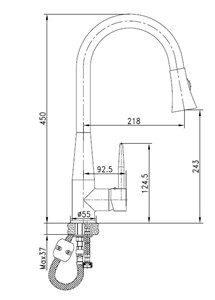 ברז מטבח נשלף CUCINA כרום ניקל AQUILA PREMIUM
