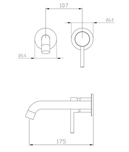 אינטרפוץ 3 דרך פיה ארוכה שחור מט AQUILA PREMIUM