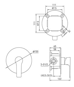 אינטרפוץ 3 דרך עם קופסת הגנה ARAO שחור AQUILA PREMIUM