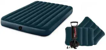 מזרון קווין INTEX 64736 Dura Beam כולל כריות ומשאבת ניפוח ידנית