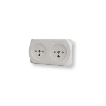 שקע YARDEN PG-2 נמוך עם תריס בטחון בצבע לבן מתח/זרם 230V/16A FETAYA