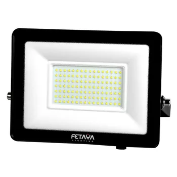 פנס הצפה בצבע שחור מדגם 100W SUPER SKINNY אור קר FETAYA