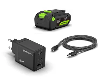 קיט התנעה נטען 24 וולט עם סוללה 4 אמפר ומטען (USB-C) - Greenworks K2S4BEAA1