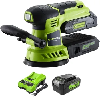 מלטשת עגולה נטענת "5 + סוללה 4 אמפר ומטען מהיר - Greenworks 3100107 24V